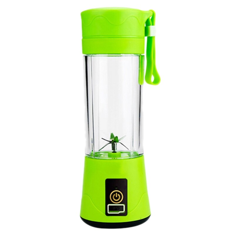 380Ml Portable Juicer USB Rechargeable 6 Blades Juicer Smoothie Blender Machine Mixer Mini Juice Cup: Green