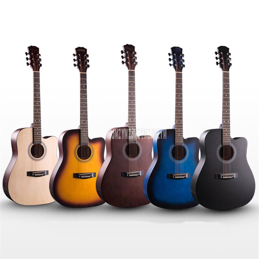 Guitare acoustique Folk en bois massif, 6 cordes, 41 pouces, avec sac, pour débutant, amateur d&#39;instruments de musique, , 1 pièce