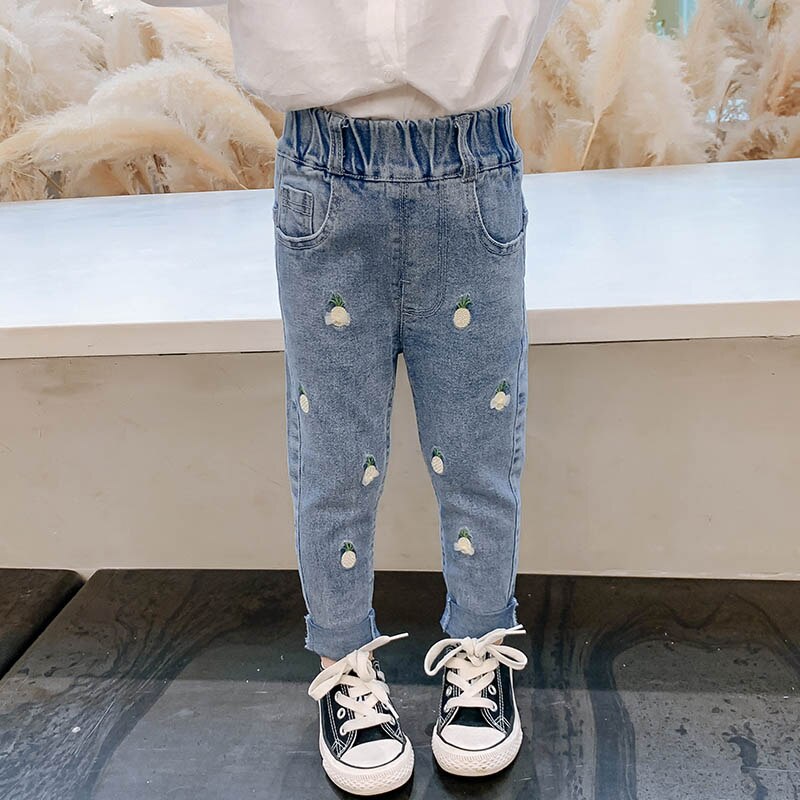 Jeans Meisje Borduurwerk Jeans Voor Meisjes Applicaties Kid Jeans Lente Herfst Kinderen Jeans Kleding: 3T