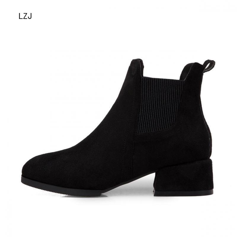 automne hiver bottes femmes Camel noir pour les femmes talon épais sans lacet dames chaussures Bota Feminina 35-43 chaussette noir bottine