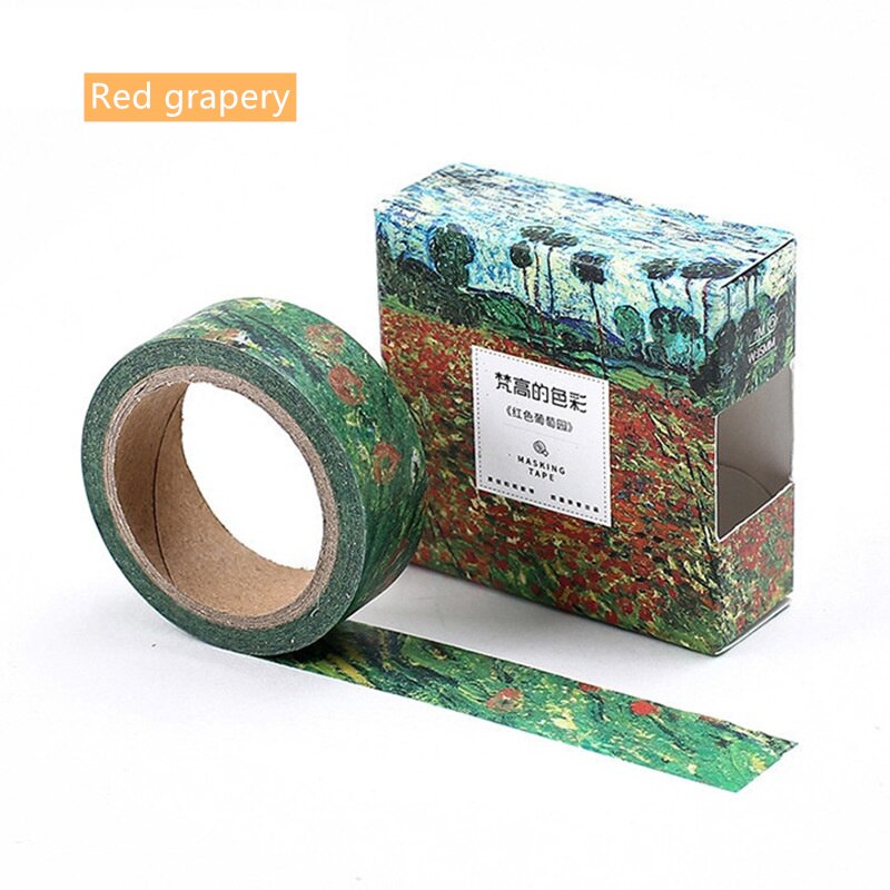 1Pcs Van Goah Schilderen Washi Tape 15Mm Starry Night Zelfklevende Decoratieve Masking Tapes Voor Journal School Office Stickers h6186: Red grapery