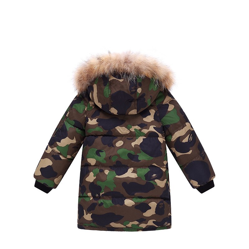 Chaqueta de invierno para niños, ropa cálida de camuflaje de algodón, abrigos largos gruesos, Sudadera con capucha, prendas de vestir, Parka