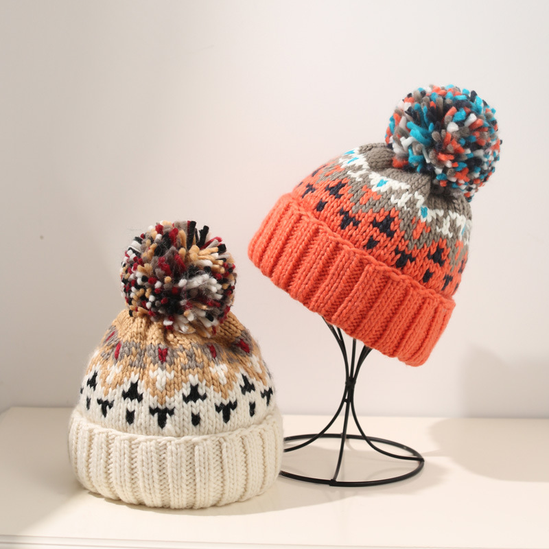 Gorro de invierno de Cachemira para mujer, gorros de otoño con pompón, gorros de lana cálidos, , gorros acrílicos, gorro de invierno para mujer