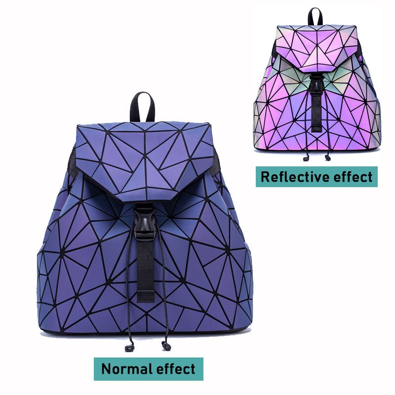 Mochilas de lujo para mujer, bandoleras de , luminosas, geométricas, escolares, holográficas: Luminous Purple C