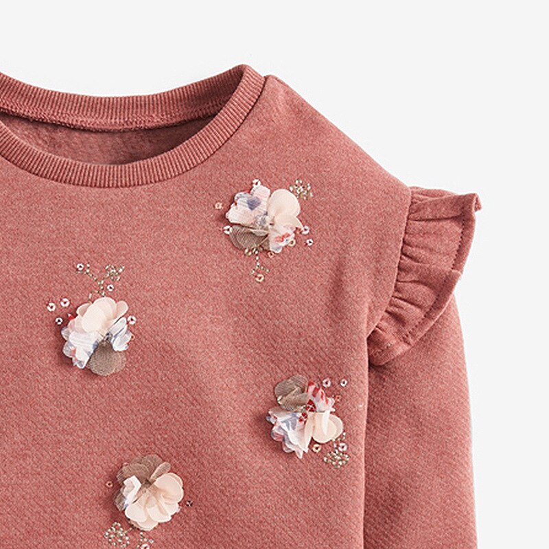 Little maven girls sweatshirts met 3d bloemenapplicaties, babymeisjes sweatshirts voor kinderen, lange mouwen, kinderkleding