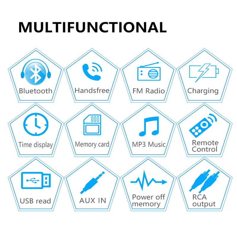 12V Bluetooth Car Stereo FM Radio MP3 Audio Player 5V Charger USB TF AUX Auto Electronics Subwoofer In-Dash 1 DIN Autoradio