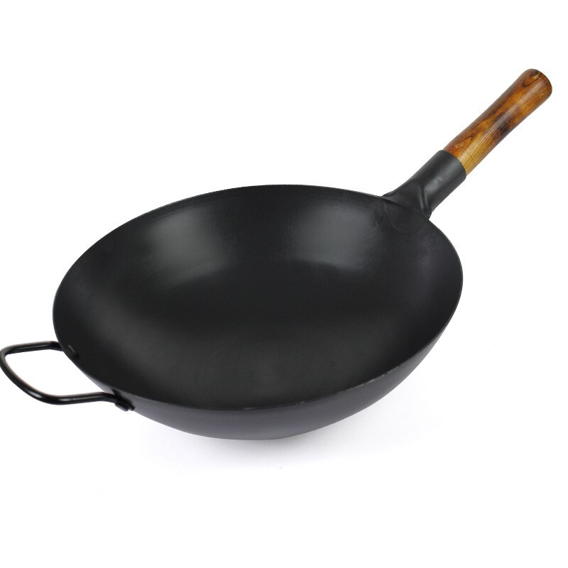 Chinese Traditionele Handgemaakte Wok Ongecoat Non-stick Wok Ouderwetse Wok Geschikt Pan Houten Handvat Voor Keuken Gas kookgerei