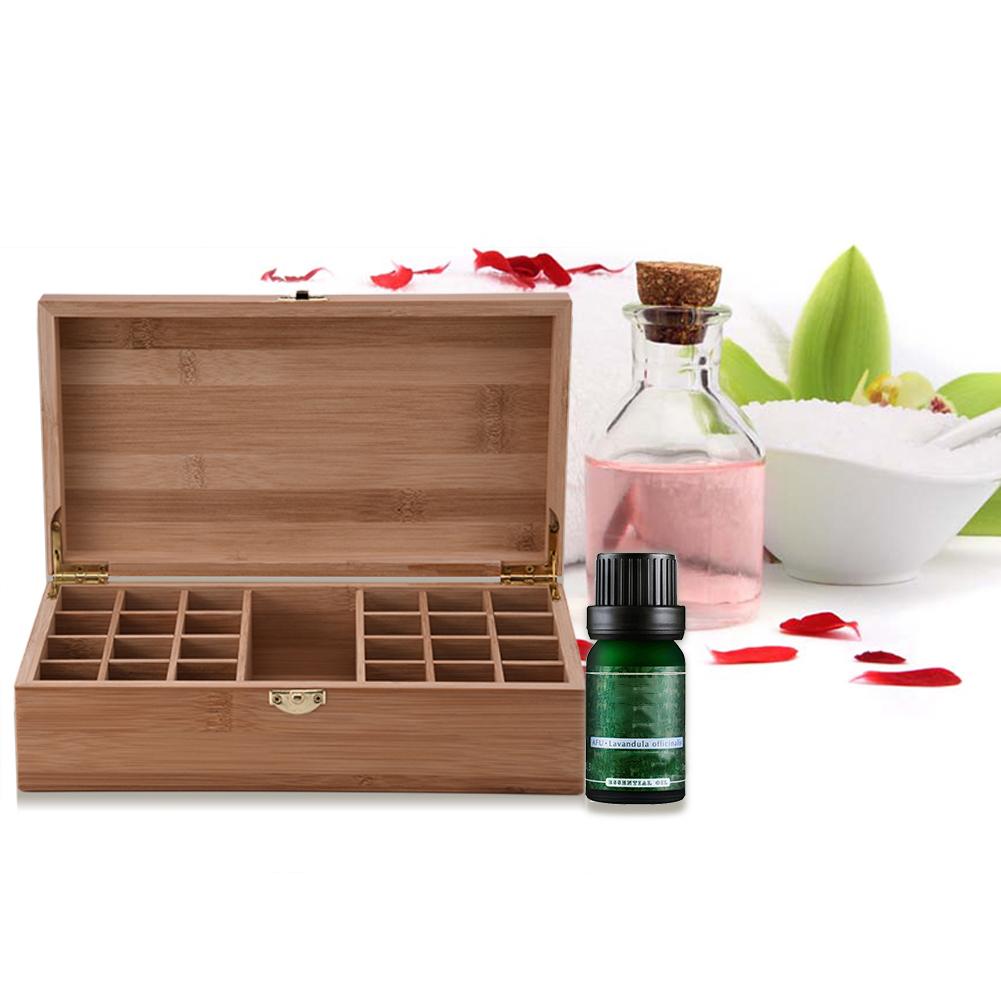 Boîte en bambou haut de gamme pour huiles essentielles, avec 25 grilles, boîtier de rangement en bois de protection, bricolage, pour ornement artistique, décoratif