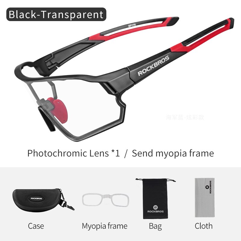 Gafas de ciclismo ROCKBROS, gafas de miopía fotocromáticas polarizadas para bicicleta, gafas deportivas para hombre y mujer, gafas de sol para pescar y ciclismo: Full-frame Black
