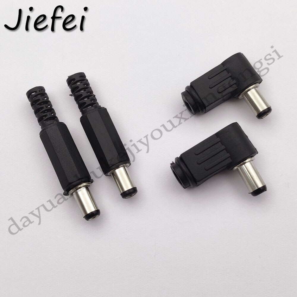 5.5mm * 2.5mm / 2.1mm dc strøm hannplugg jack-adapter rett / rett vinkel 90 gradere kontakt hannplugg 5.5*2.5mm / 2.1mm