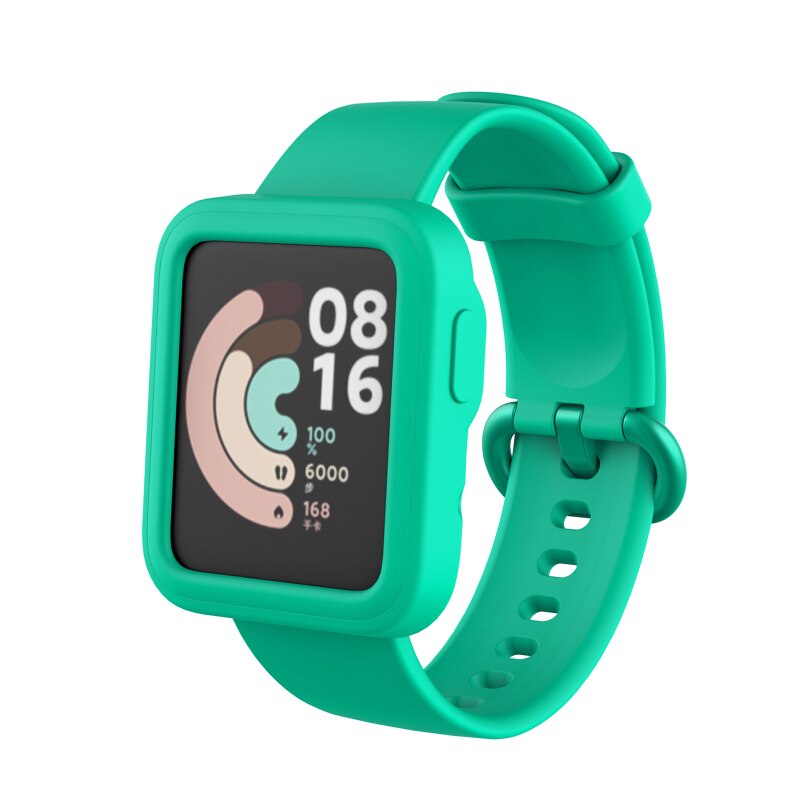 Coque de protection en Silicone souple pour Xiaomi Mi Watch Lite, cadre de bord, coque de protection antichoc pour étuis de montre Redmi: Strap-CaseMint Green
