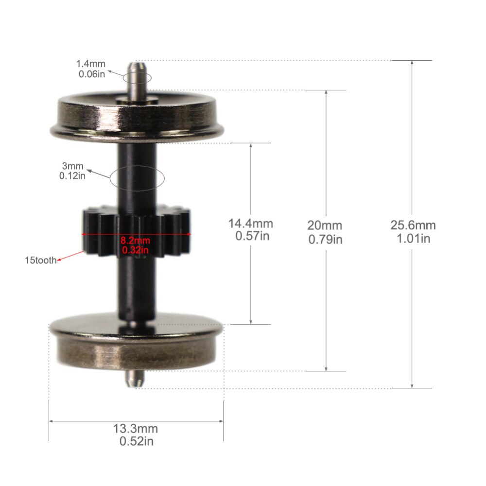 4pcs/8pcs HO Scale 38'' Metal Wheels for Model Trains 1:87 DC Wheels Railway Layout DIY Accessories HP1587