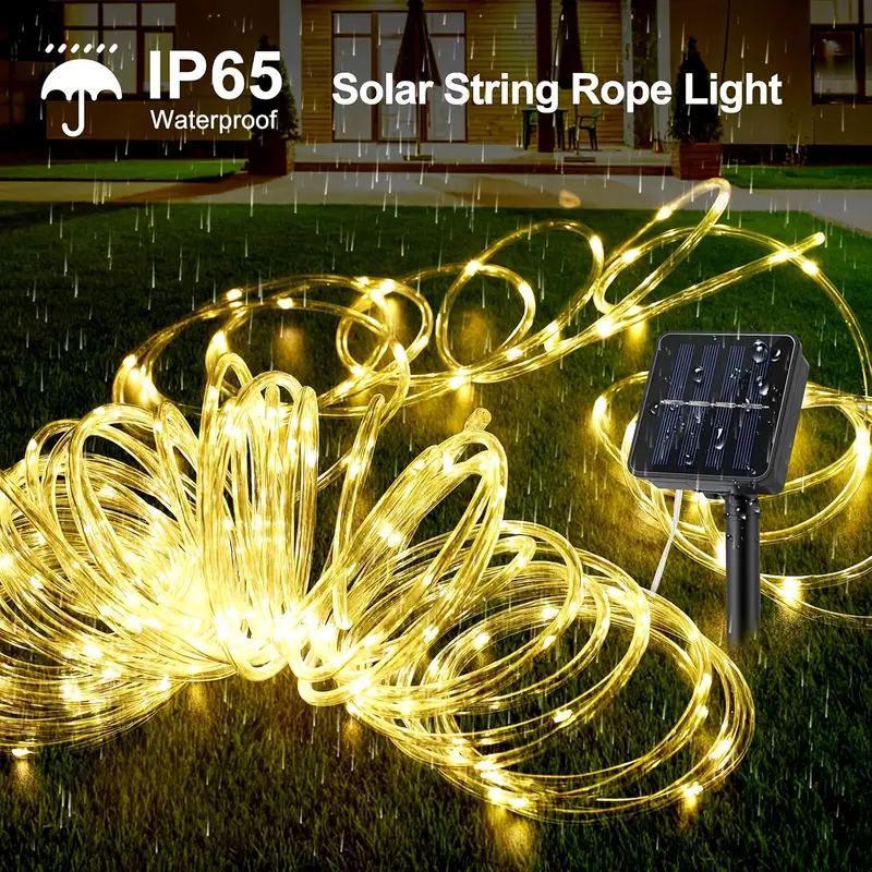 Solar led corda luzes tubo de fadas luz corda ao ar livre à prova dwaterproof água lâmpadas gramado 8 modo para casa jardim pátio casamento telhado decoração