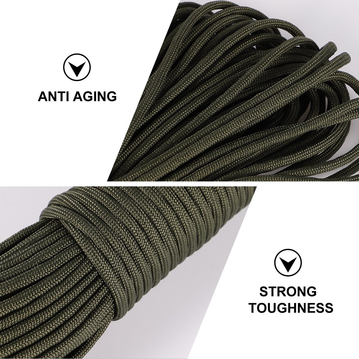 Paracorde à 7 brins, 30m de diamètre, 4mm de diamètre, cordon de survie, Parachute, lanière, Camping, escalade, randonnée, corde à linge (noir)
