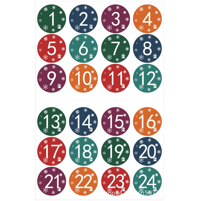 24 stk/sæt glædelig jul adventskalender nummer papirklistermærke kage sliksæl klistermærker gør det selv emballage etiketter juledekor: 4