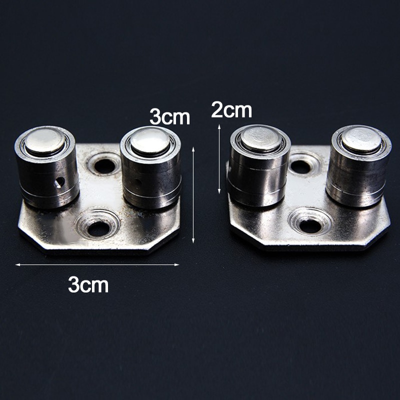 2Pcs Floor Mount Sliding Wooden Door Guide Roller Retainer Top Hung Pivot Brass Wheel Bottom Grooved
