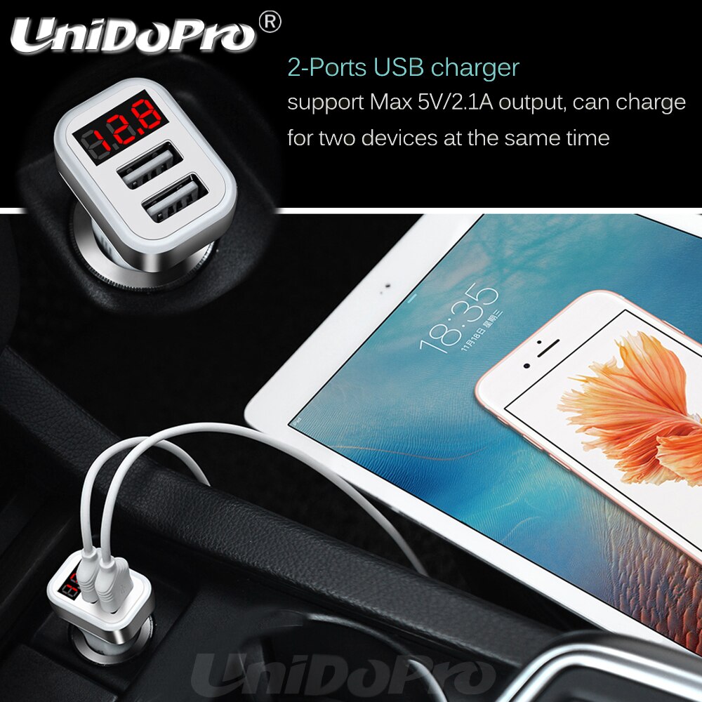 5V 2.1A Dual Usb Car Charger Voor Alcatel Idol 5 , Pulsemix, Idool 5S, A50, flash ) Smart Opladen Adapter Met Led Scherm