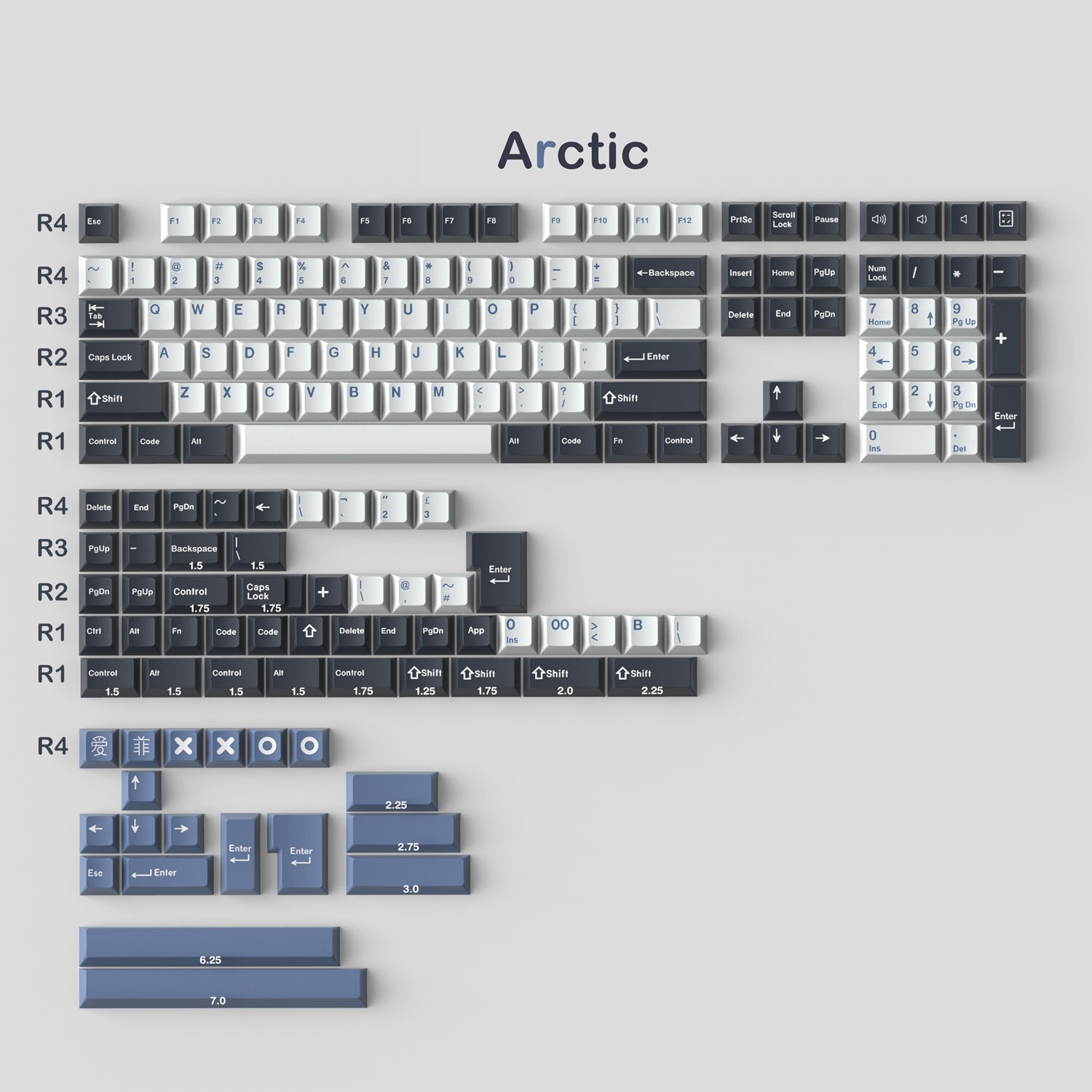 Teclado mecánico para Gaming GMK Merlin/Olivia/Aero, 173 teclas, perfil Cherry, doble disparo, para GMMK pro NJ68: Artic