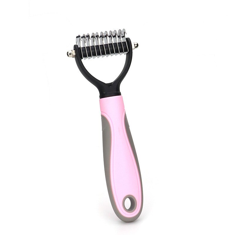 Pet Hair Removal Comb Dog Cat Detangler Fur Trimming Dematting Deshedding Brush Grooming Tool for Matted Long Hair Pet Grooming: L / Pink