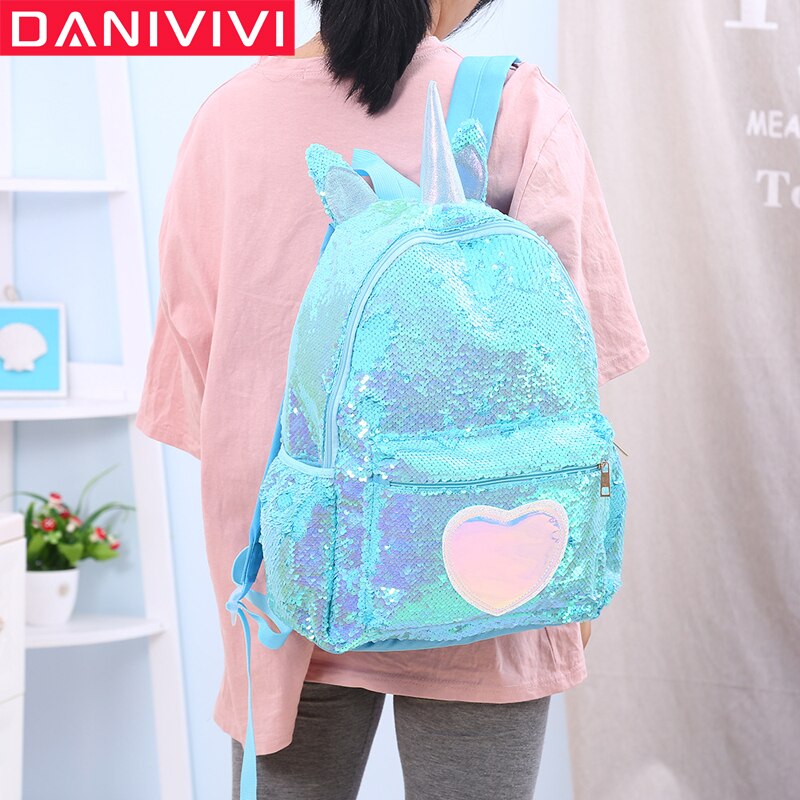 Schooltassen voor tienermeisjes, pailletten, hartvormige reistas, dames, glitter schoudertas, schooltas, mochila feminina