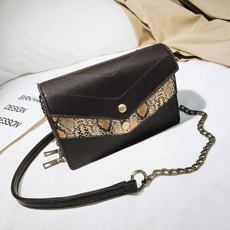 Handtas portemonnee schoudertas slangenpatroon bruin/zwart dames tote casual luxe