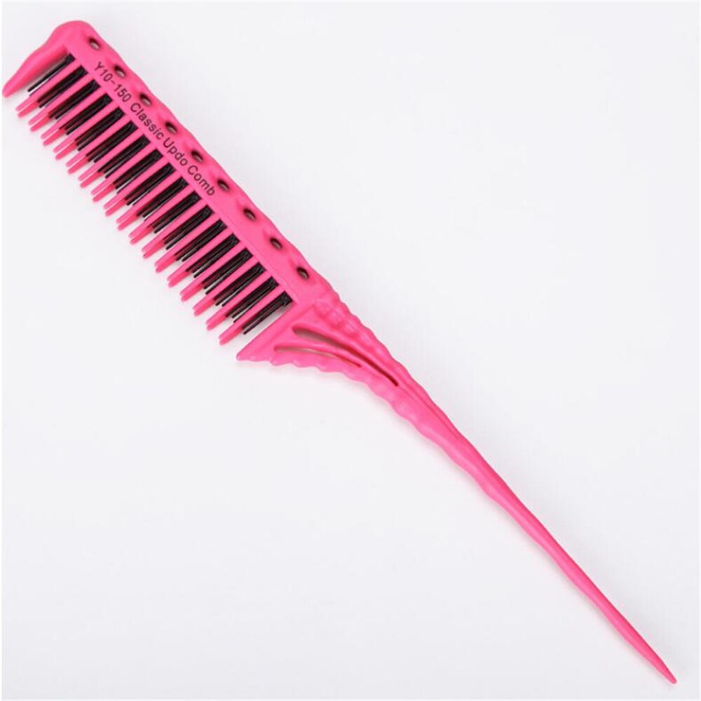 Hair Combs Tip Tail Comb Barber Hairdressing Comb 3-Row Teeth Teasing Brush Highlight Comb Salon Hair Styling Tool: Pink