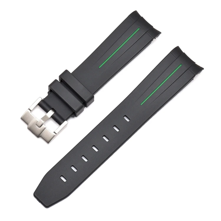 Correa de reloj para Omega X Swatch Joint MoonSwatch Speedmaster, correa de silicona de goma con extremo curvo, pulsera deportiva suave para hombres y mujeres de 20mm: Oliva flak