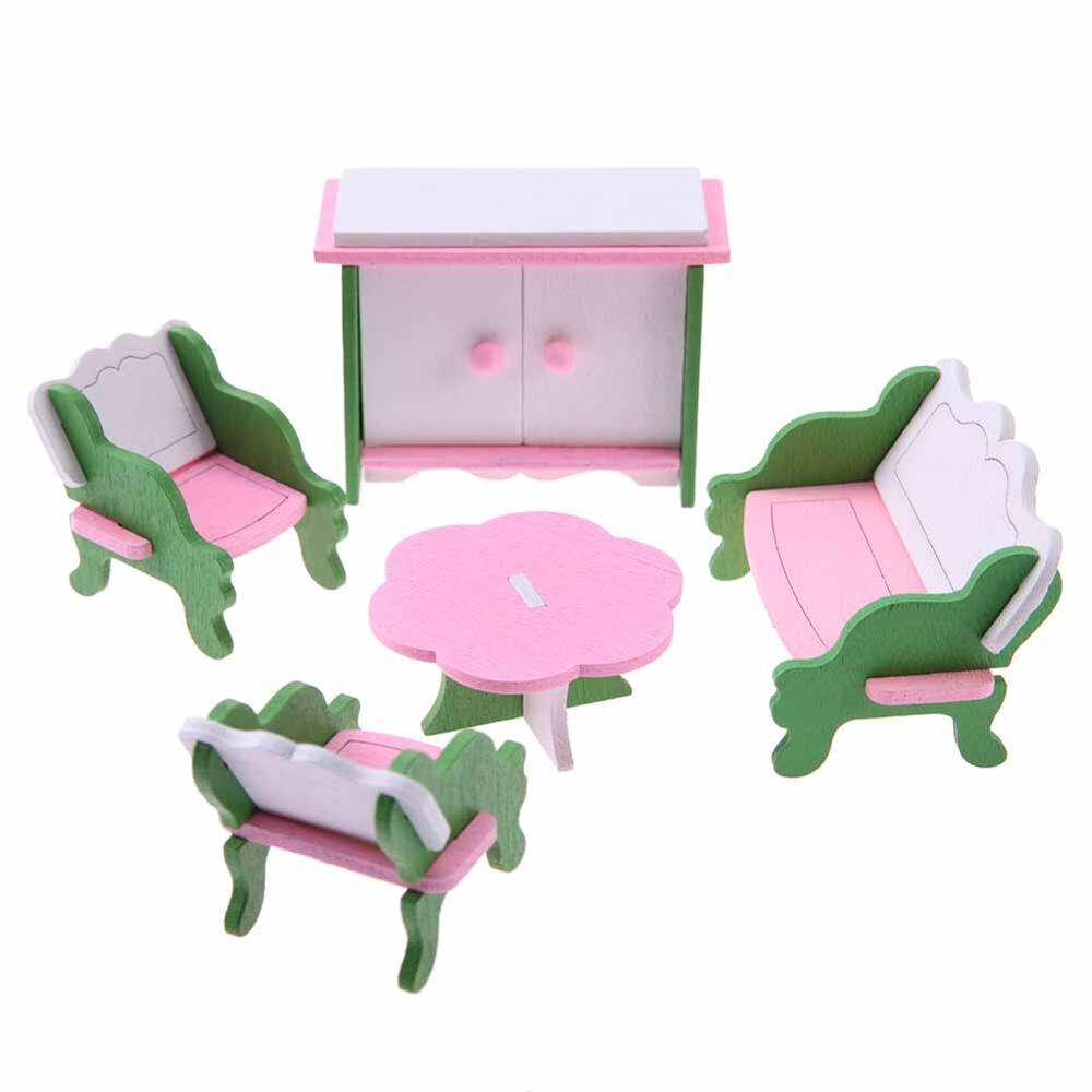 Pink Bathroom Furniture Bunk Bed House Furniture for Dolls Wood Miniature Furniture Wooden Toys for Children Birthday Xmas: 14