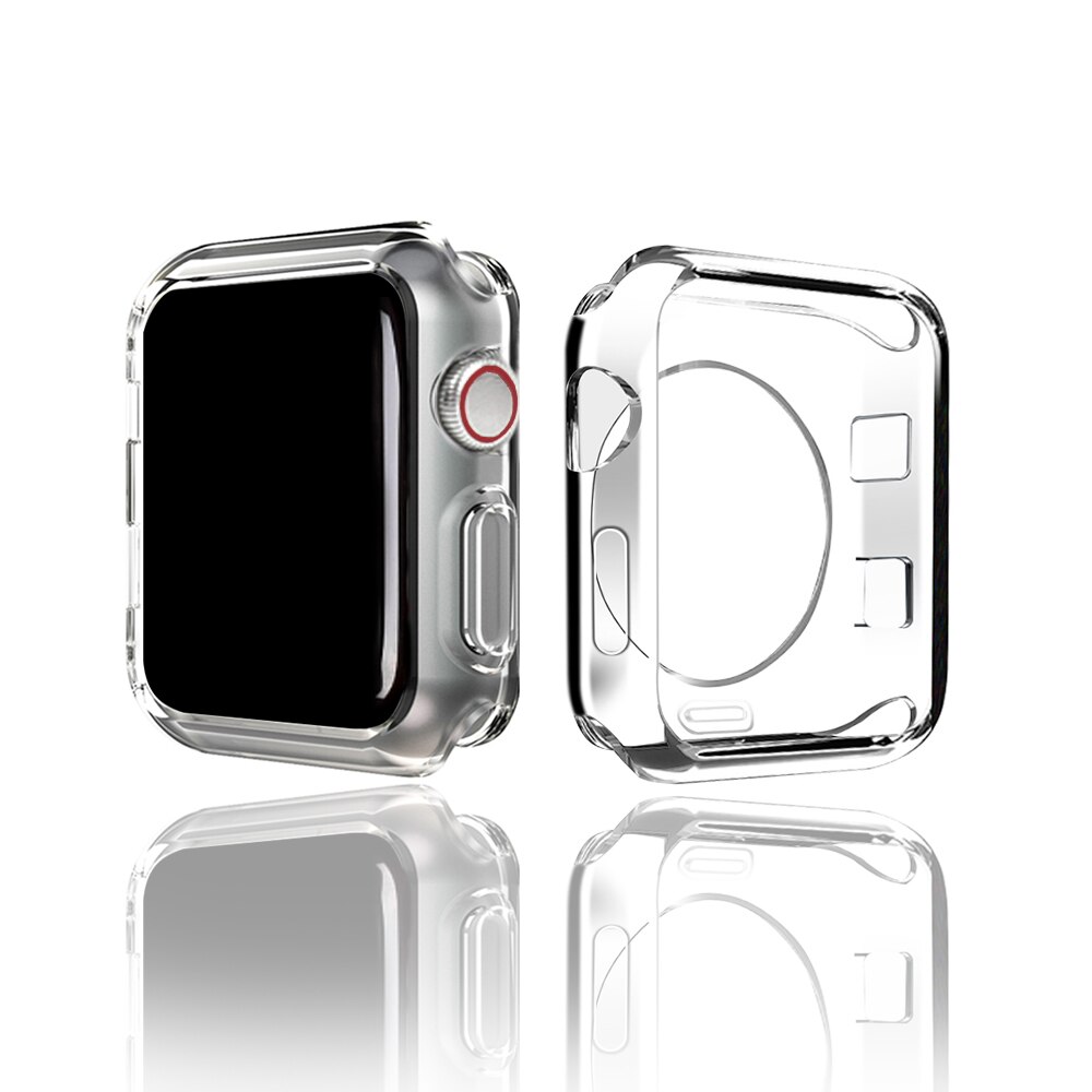 Watch Cover Case for Apple Watch 6 5 4 3 2 42MM 38MM Soft 360 Slim Clear TPU Screen cases for iWatch series 4/3/2/1 44MM 40MM: Half covered / 40mm