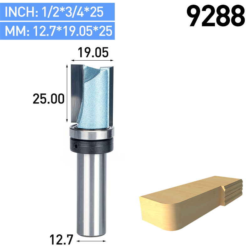 HUHAO 12.7 to 38mm Shank Flush Trim Router Bit Straight Bit Tungsten Woodworking Milling Cutter Tool: 9288