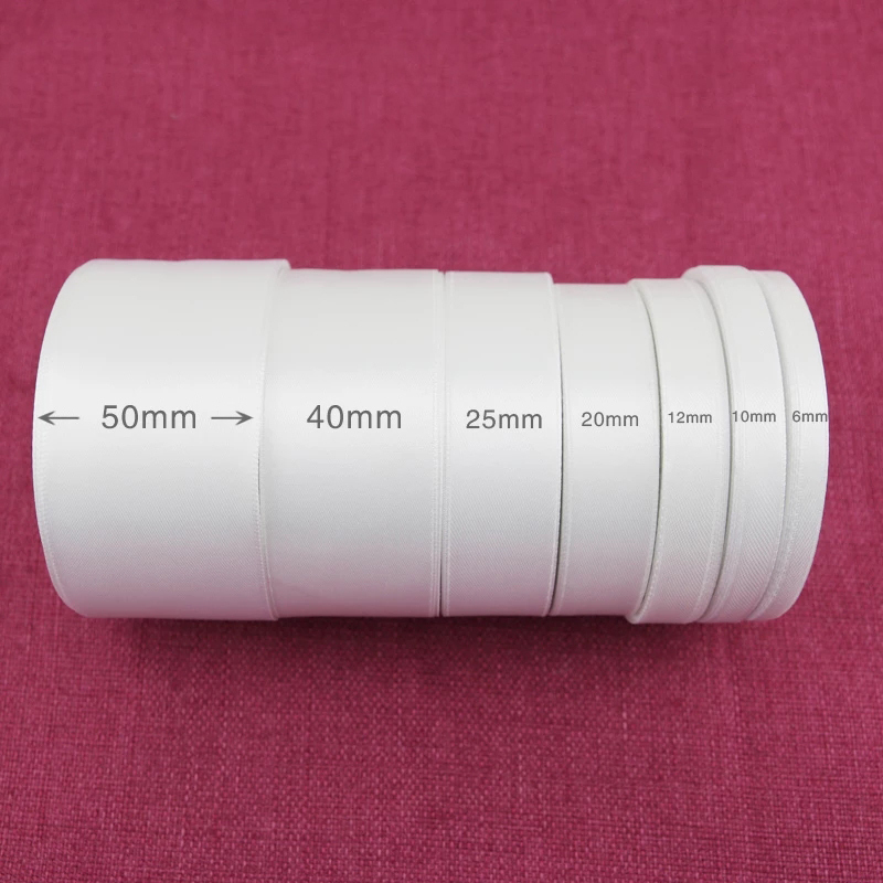 25 meter/rol wit enkelzijdig satijnen lint cadeauverpakking kerst handgemaakte doe-het-zelf linten