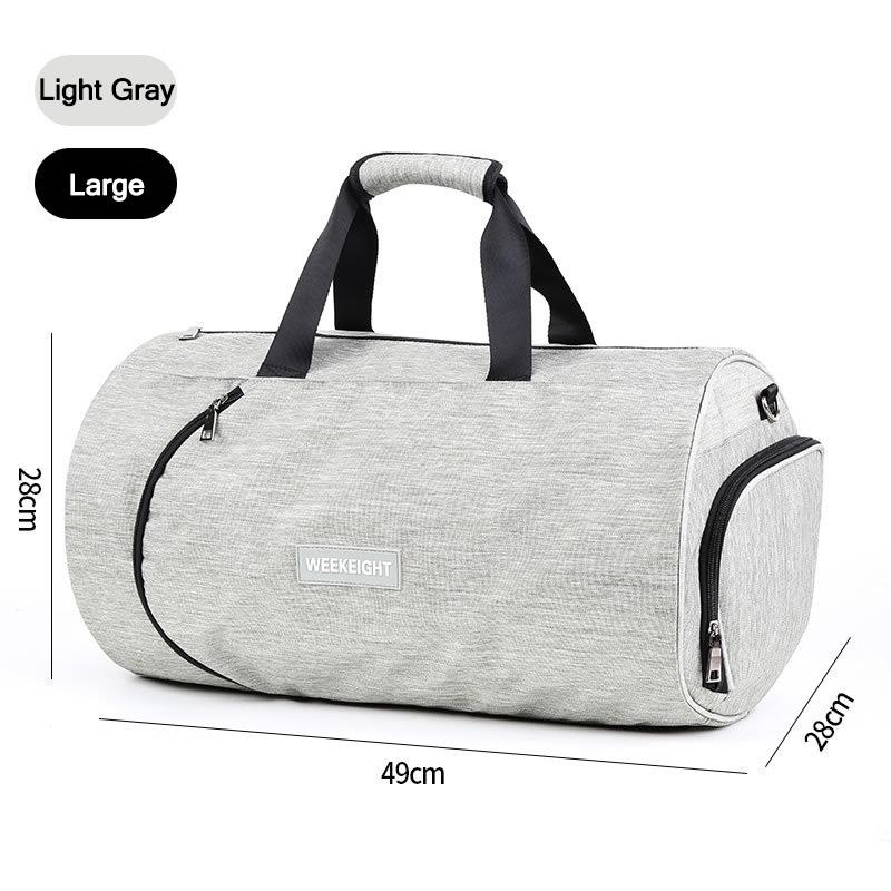 Bolsa de deporte de entrenamiento impermeable de 30L para hombres con bolsillo para zapatos, equipaje de viaje, bolsas de lona, bolso de fitness, bolsa de viaje: LightGray-L