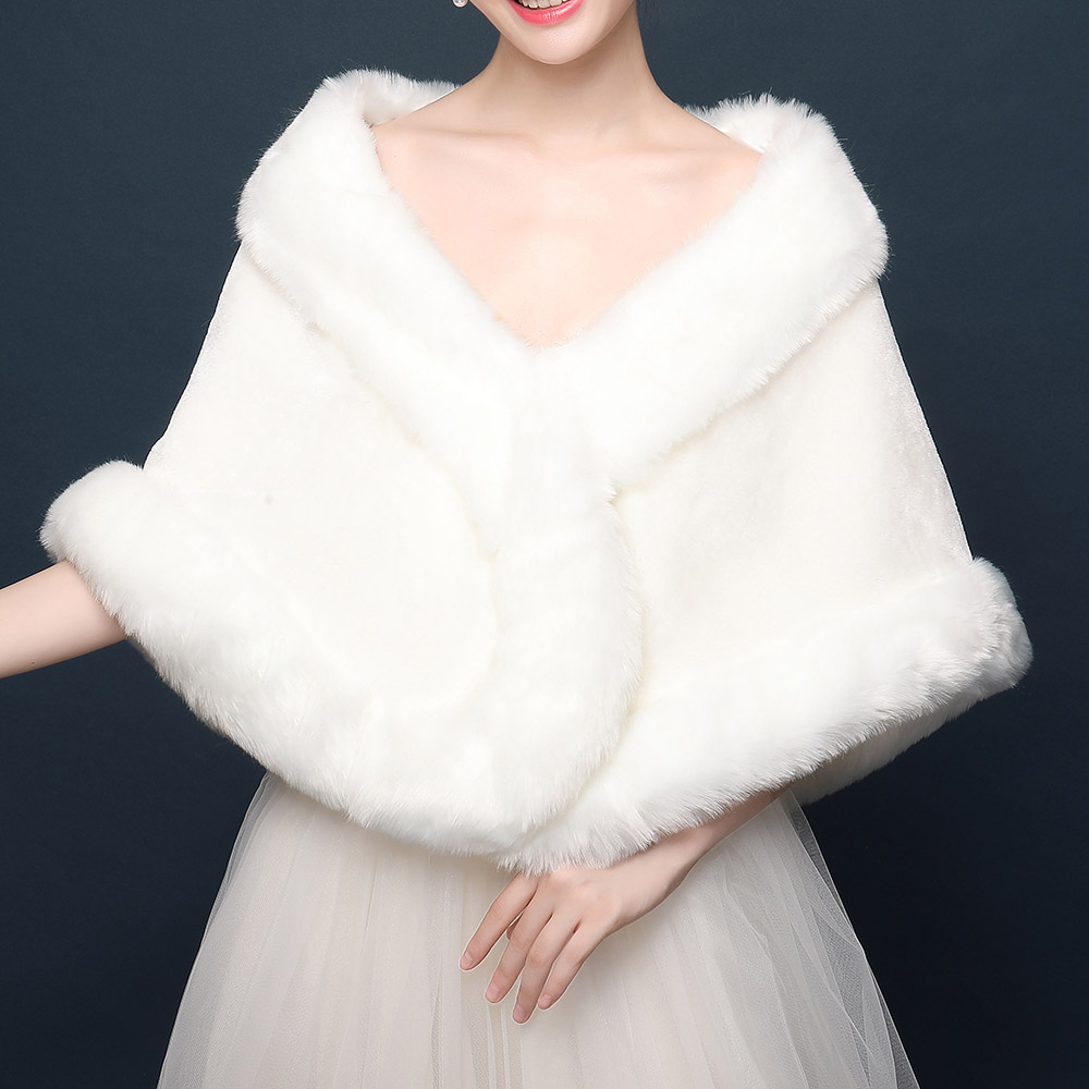 Neue Winter warm Faux Pelz Braut Bolero für Hochzeit Kleid SchöNe Heiße Ärmellose Schal wickeln