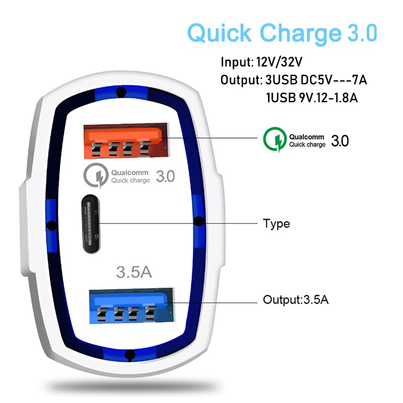 Auto Ladegerät QC 3,0 Schnell Ladung USB Ladegerät Typ C praktisch 2 Hafen Clever Universal- Ladegerät Adapter für Samsung xiaomi iphone