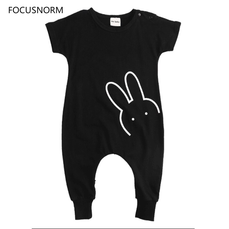 -Né Enfants Bébé Garçons Fille Coton Noir Décontracté Manches Courtes Lapin Barboteuse Long Pantalon Combinaison: 9M