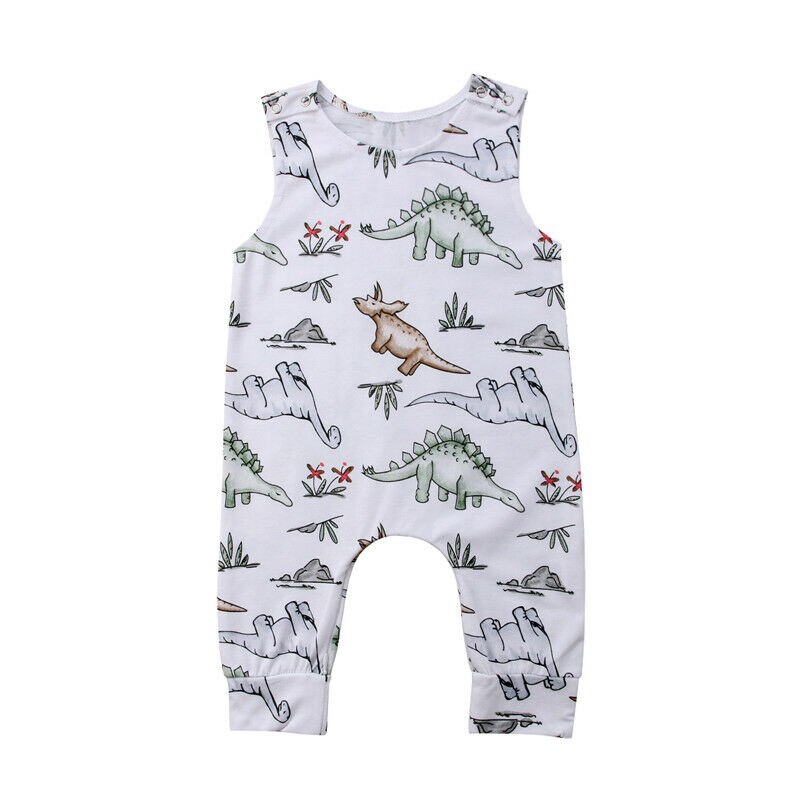 Sommer Nette Neugeborene Baby Junge Mädchen unisex Kleidung ärmellos Dinosaurier Strampler Gesamt Outfits: 24M