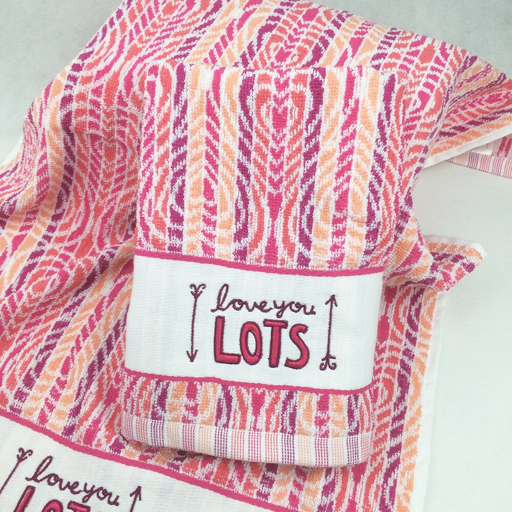 Valentines Luxury Cotton Terry Face Towels for Lovers Embroidered Bath Towel for Adults