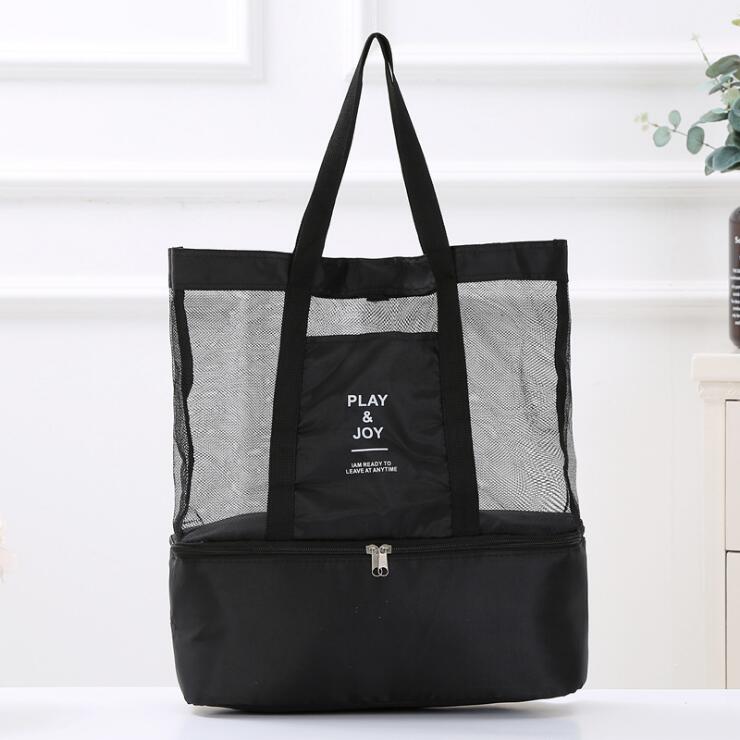 Women Swimming Bag Rucksack Handbags Dry Wet Shoulder Bag Multifunctional Beach Pool Pouch Mesh Bag for Picnic Swimming Travel: Black