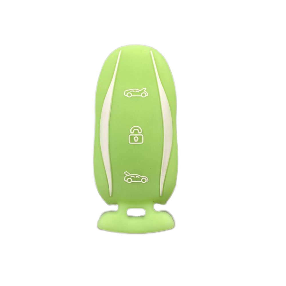 3-knoppen siliconen autosleutel beschermhoes beschermer rubberen huid houder sleutelhanger accessoires voor Tesla Model S P85D P70 afstandsbediening set: Donkergrijs