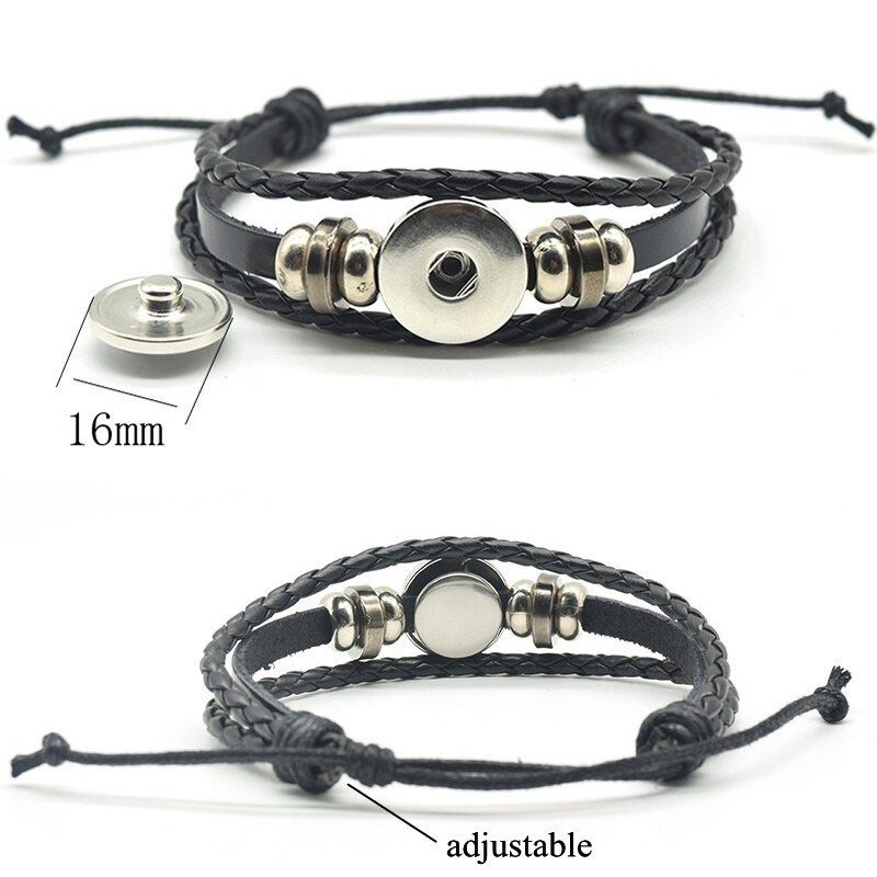 YinYang potins en cuir noir Bracelet lumineux rétro Tai Chi Kung Fu Logo bouton pression Bracelet hommes et femmes bijoux accessoires