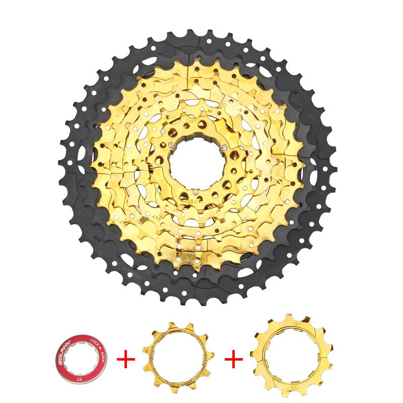 Neue bolany 9 10 geschwindigkeit kassette MTB 9V 10V 11-42T mountainbike freilauf Breite Verhältnis ultraleicht 485g fahrrad schwungrad Schwarz-gold