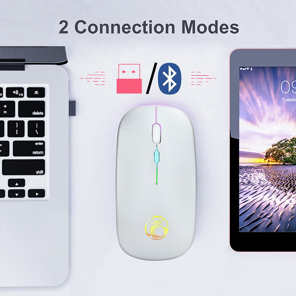 Draadloze Muis Bluetooth Computer Muis Mini Stille Mause Oplaadbare Ergonomische Muis 2400 DPI 2.4 Ghz Optische USB laptop Muizen