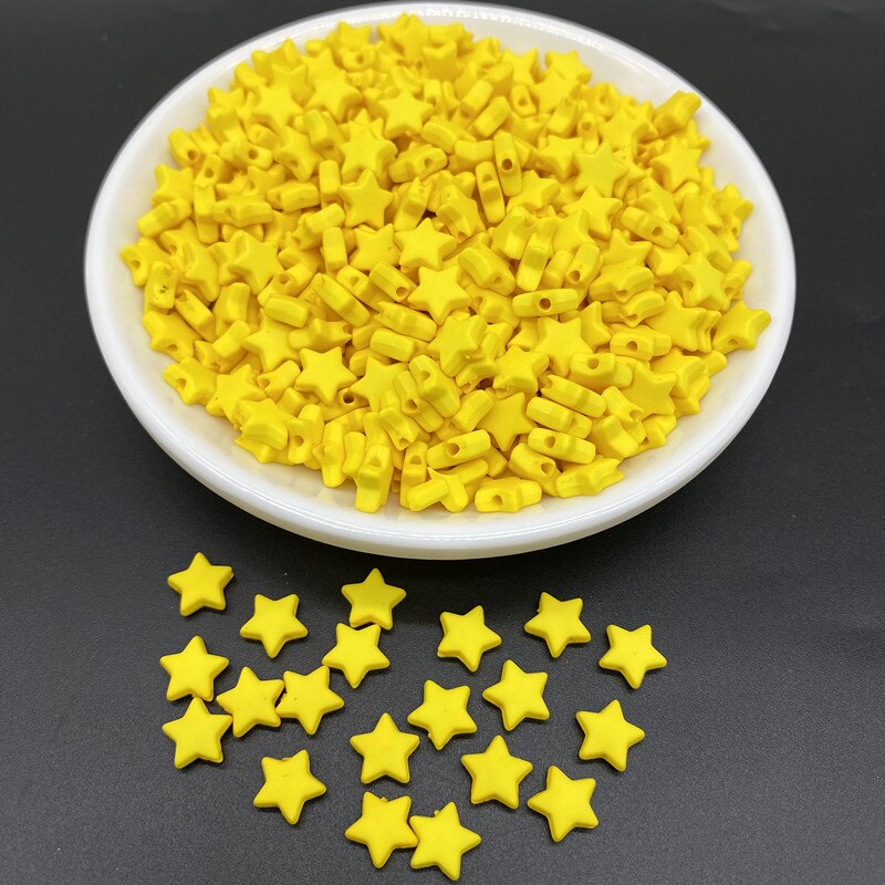 100 unids/lote 9mm cuentas acrílicas con forma de estrella de Color puro espaciador suelto para hacer joyería colgante collar pulsera hecha a mano DIY