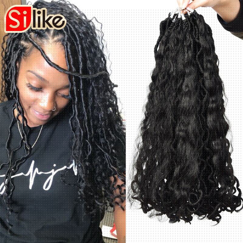 18 inch Messy Goddess Faux Locs Hair Crochet Braids Bohemian Soft Synthetic Braiding Hair Extensions For Black Women: #1B / 1Pcs/Lot