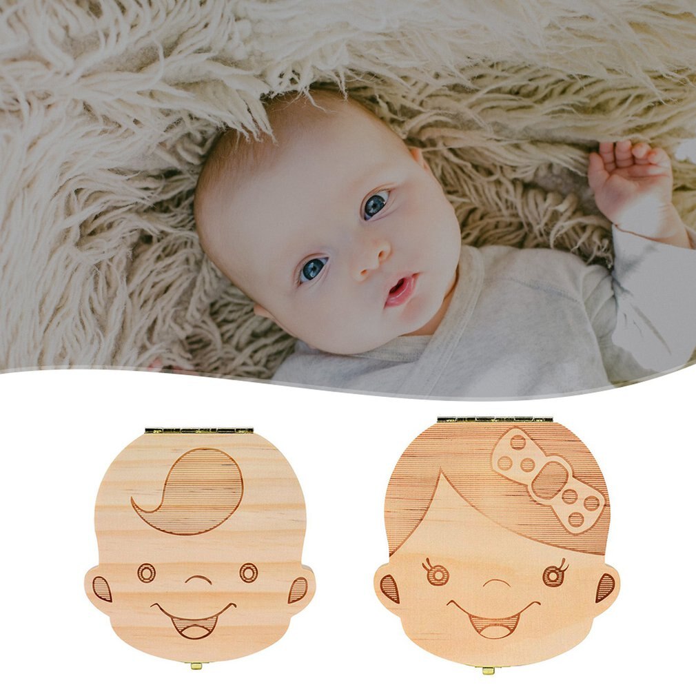 Gefallenen Zahn Box Lagerung Englisch Text Kleiner Junge Mädchen Holz Fall Sparen Sie Milch Zähne Sammlung Veranstalter Halter