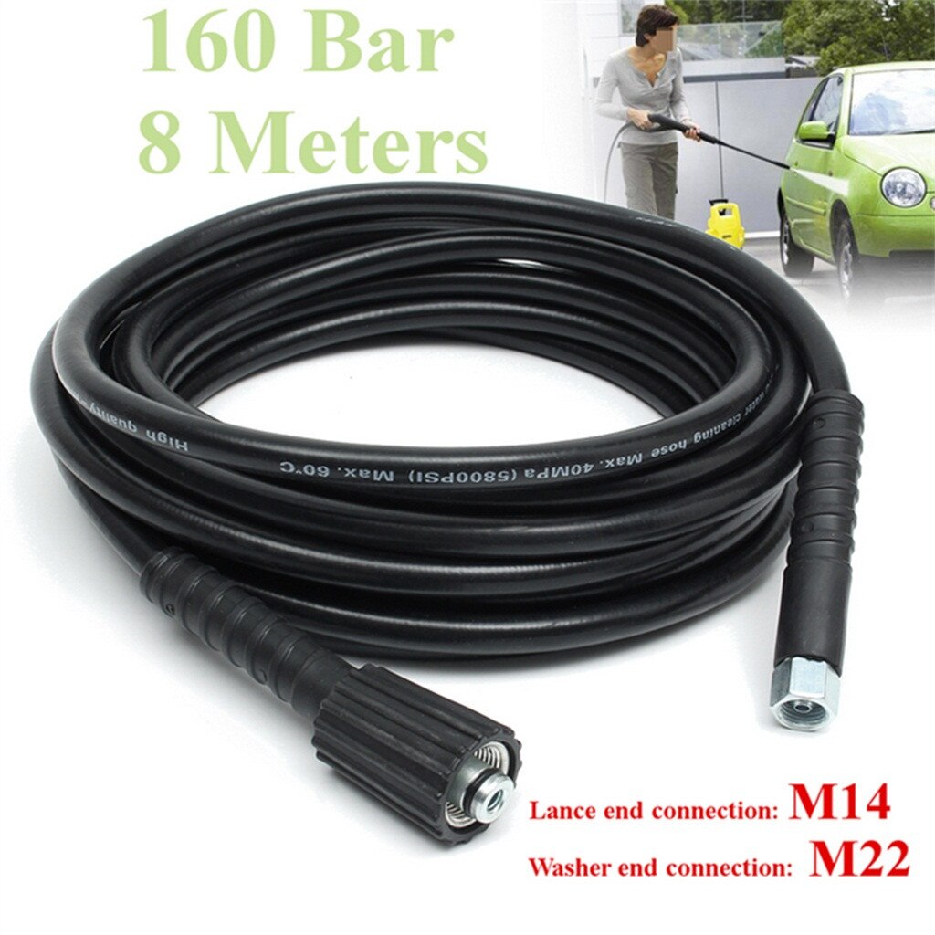 8m Replacement High Pressure Car Washer Hose M 22 160 Bar Extension 26 FT For Cleaner Maintenance Cleaning Machine#0430g30: Default Title