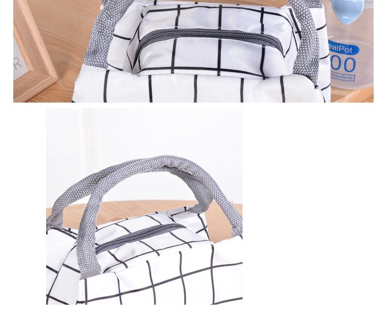 Plaid Print Waterproof Insulation Picnic Lunch Bags Unisex Kids Thickened Aluminum Foil Ice Pack School Food Storage Handbag