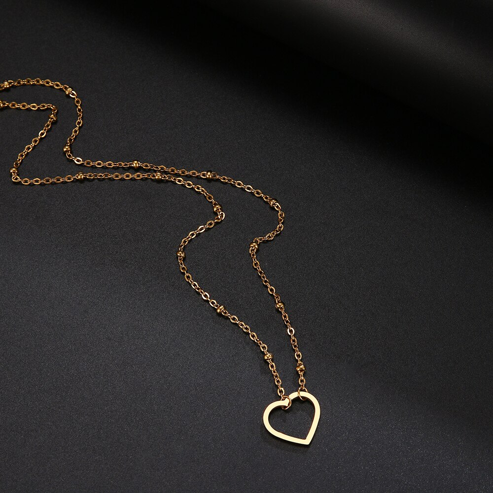 Roestvrij Staal Liefde Hart Ketting Choker Eenvoudige Hollow Heart Charms Verklaring Kettingen Ketting Sieraden Valentijnsdag