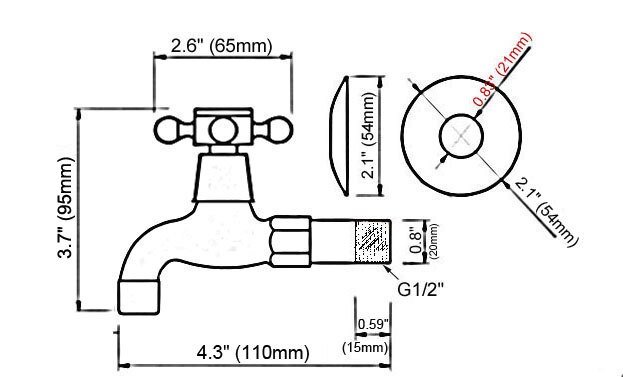 Antique Red Copper Outdoor Faucet Garden Water Tap / Mop Pool Faucet / Laundry Sink Cold Water Tap Bidcock Faucet Bav330