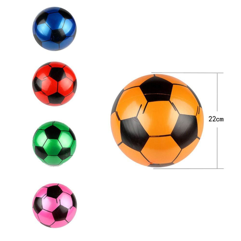 Inflatable Football Ball 22cm PVC Football Elastic Balls Random Colour Hand Pat Inflatable Soccer Bouncy Soft Beach